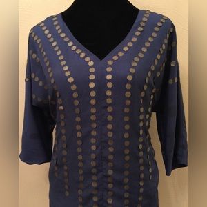 SPARKLE & FADE, size small, dark blue jewelled shirt